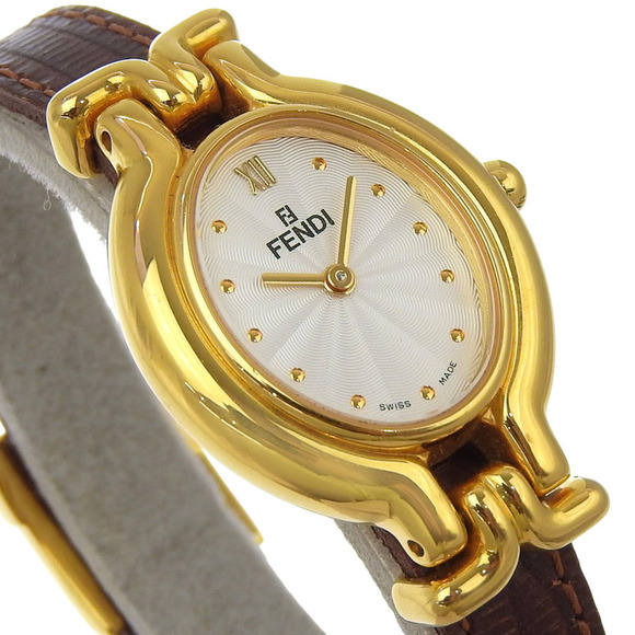 Fendi Women's 640L Gold-Plated Quartz Watch with Analog Display and Silver Dial - Picture 3 of 11